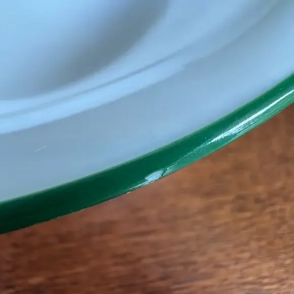 Corelle White Dark Green Rim Soup Cereal Bowls Holly Pattern by Corning Set of 4 - Picture 5 of 7